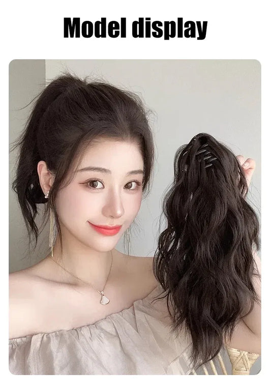 Beautiful high ponytail with curly hair
