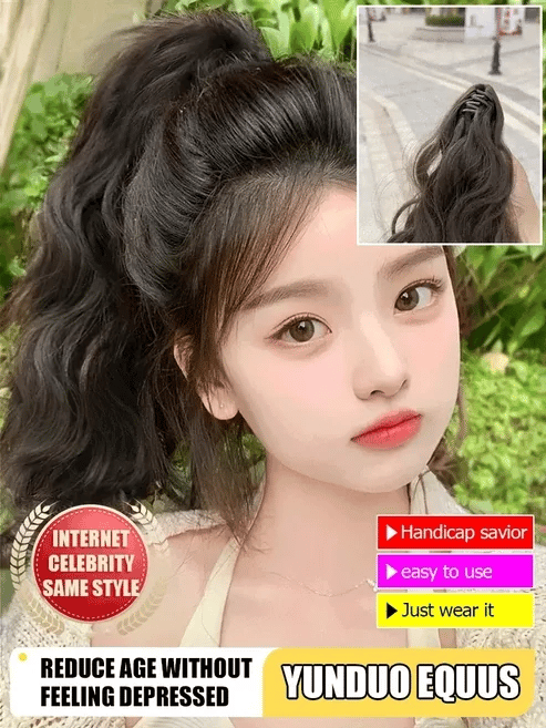 Beautiful high ponytail with curly hair
