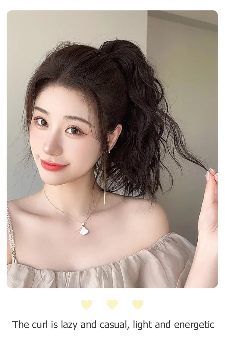Beautiful high ponytail with curly hair