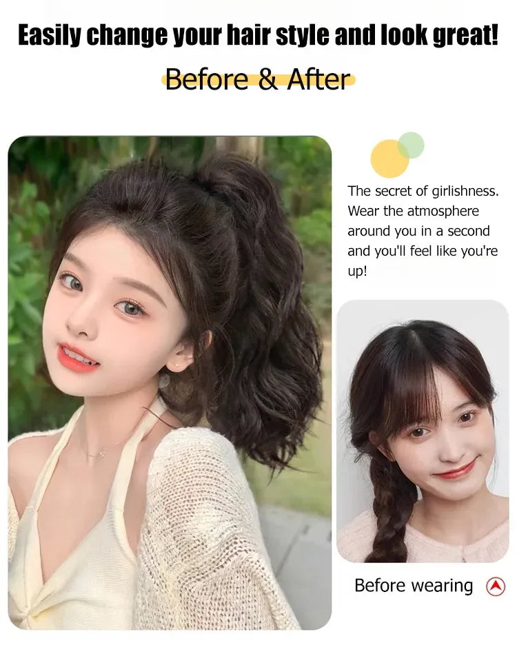 Beautiful high ponytail with curly hair